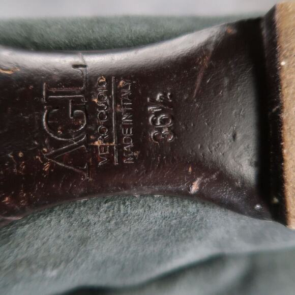 AGL Shoes Womens 36.5 Ballet Flats Ruffle Cap Toe Leather Metallic Fashion Grey - Picture 12 of 15